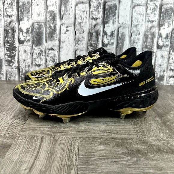 Nike Alpha Huarache Elite 3 Low Baseball Cleats CV3553-001 Size 15 Black Gold - Picture 5 of 8